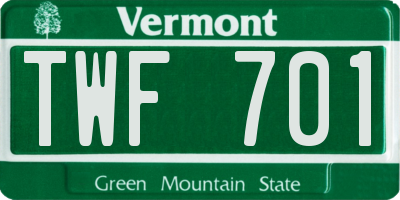 VT license plate TWF701