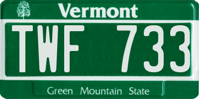 VT license plate TWF733