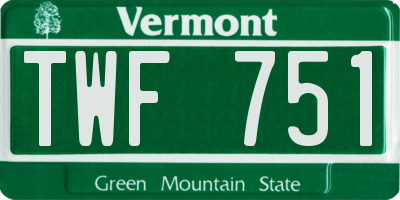 VT license plate TWF751
