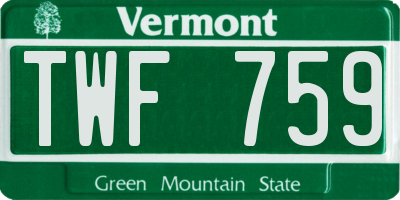 VT license plate TWF759