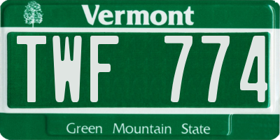 VT license plate TWF774