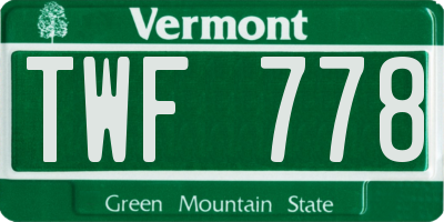 VT license plate TWF778