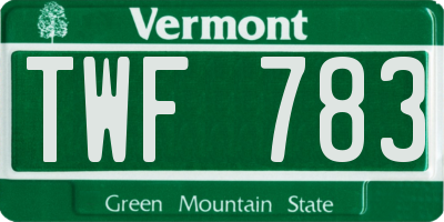 VT license plate TWF783