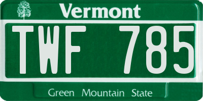 VT license plate TWF785