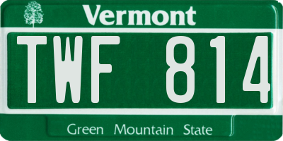 VT license plate TWF814