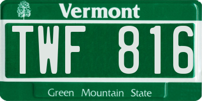 VT license plate TWF816