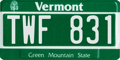 VT license plate TWF831