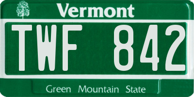 VT license plate TWF842
