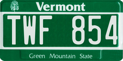 VT license plate TWF854