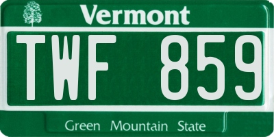 VT license plate TWF859