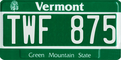 VT license plate TWF875