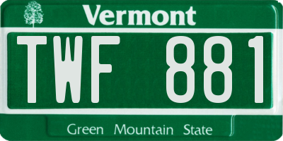 VT license plate TWF881