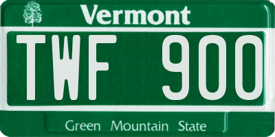 VT license plate TWF900