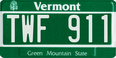 VT license plate TWF911