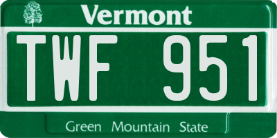 VT license plate TWF951