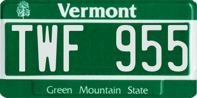 VT license plate TWF955