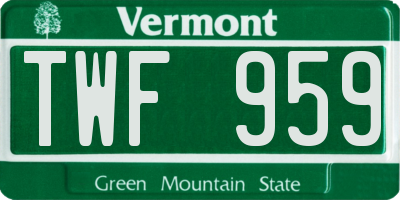 VT license plate TWF959