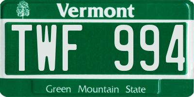 VT license plate TWF994