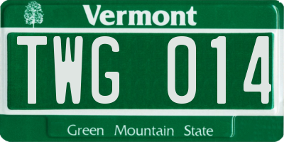 VT license plate TWG014