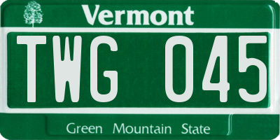 VT license plate TWG045