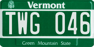 VT license plate TWG046