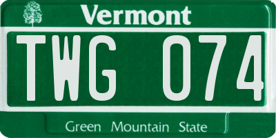 VT license plate TWG074