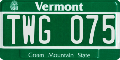 VT license plate TWG075