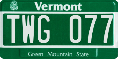 VT license plate TWG077