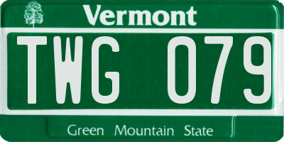 VT license plate TWG079