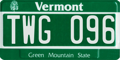 VT license plate TWG096