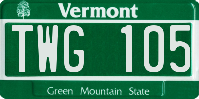 VT license plate TWG105