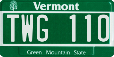 VT license plate TWG110
