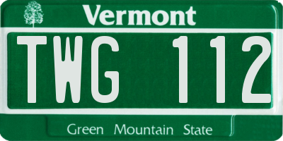 VT license plate TWG112