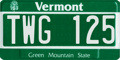 VT license plate TWG125