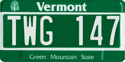 VT license plate TWG147