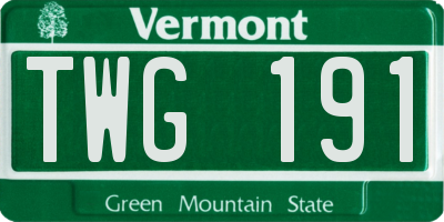 VT license plate TWG191