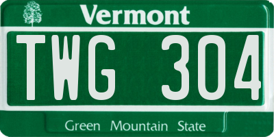 VT license plate TWG304