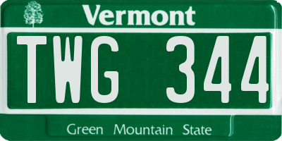 VT license plate TWG344