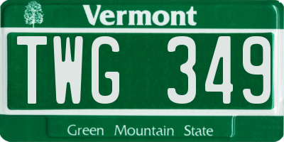 VT license plate TWG349