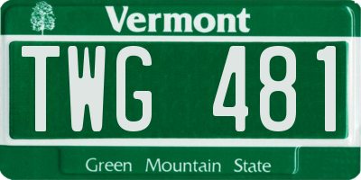 VT license plate TWG481