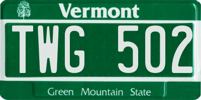 VT license plate TWG502
