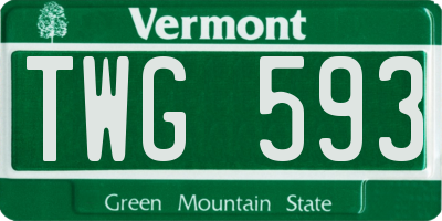 VT license plate TWG593