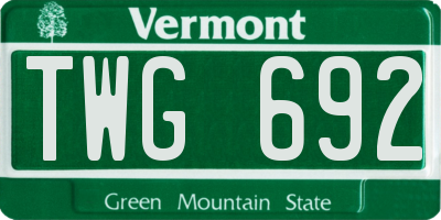 VT license plate TWG692