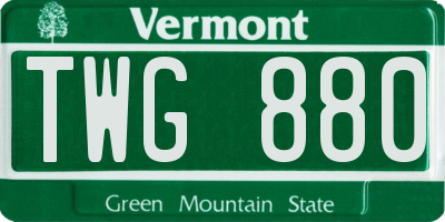 VT license plate TWG880