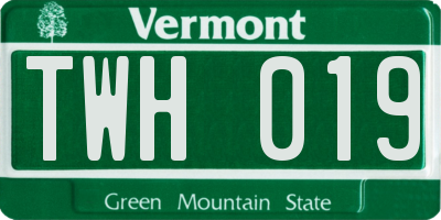 VT license plate TWH019