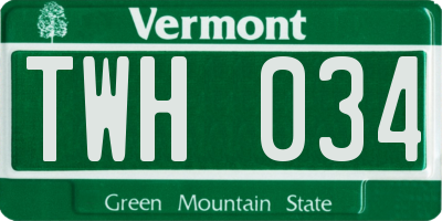 VT license plate TWH034