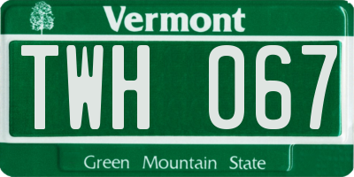 VT license plate TWH067