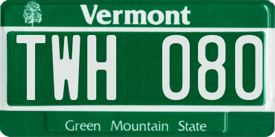 VT license plate TWH080