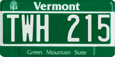 VT license plate TWH215