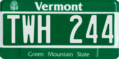 VT license plate TWH244